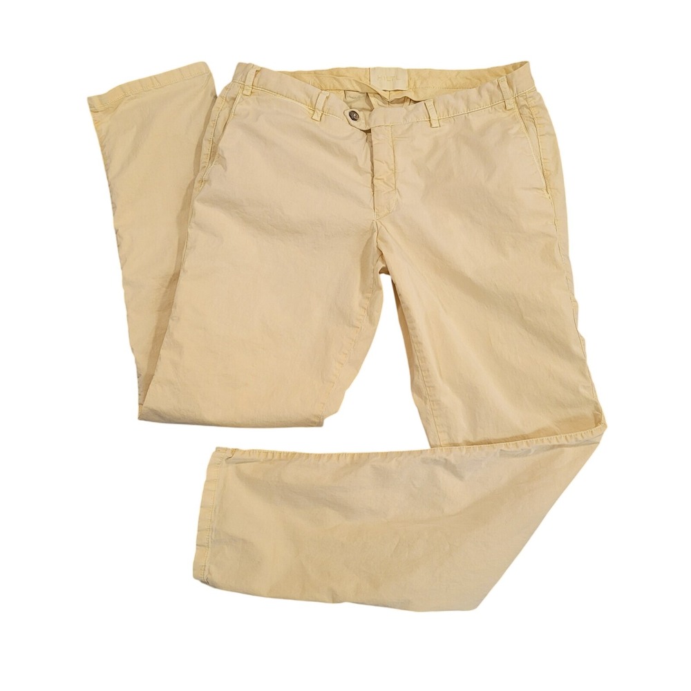 Hiltl Chinos Mens 35x33 Pale Yellow Cotton Blend Straight Leg Casual Trousers